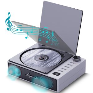 2024 Compact Rechargeable Hello-Fi Retro Turntable CD Participant with Audio system, FM Radio, MP3, and USB Port