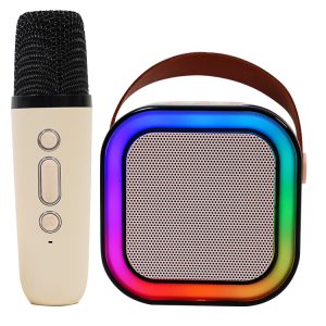 Worthy Mini Bluetooth Karaoke Speaker with Wi-fi Microphone and Colourful RGB Lights for Children and Adults – 3W Steel Lively